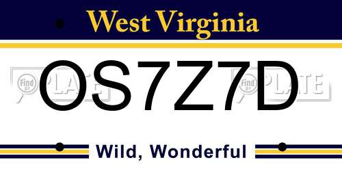 OS7Z7D West Virginia License Plate