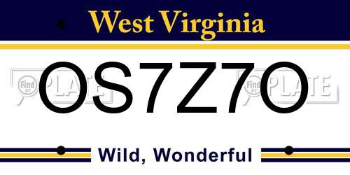 OS7Z7O West Virginia License Plate