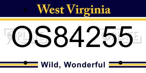 OS84255 West Virginia License Plate