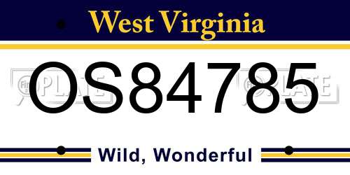 OS84785 West Virginia License Plate