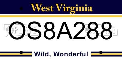 OS8A288 West Virginia License Plate