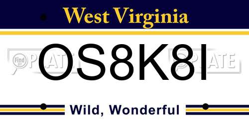 OS8K8I West Virginia License Plate