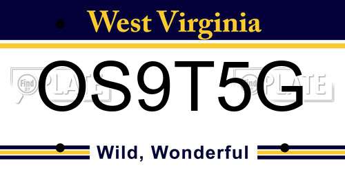 OS9T5G West Virginia License Plate
