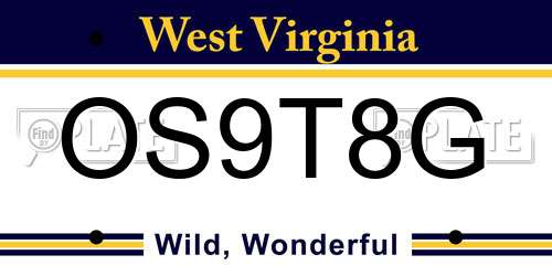 OS9T8G West Virginia License Plate