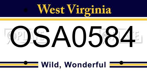 OSA0584 West Virginia License Plate