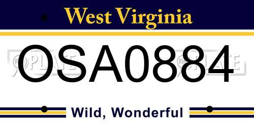 OSA0884 West Virginia License Plate