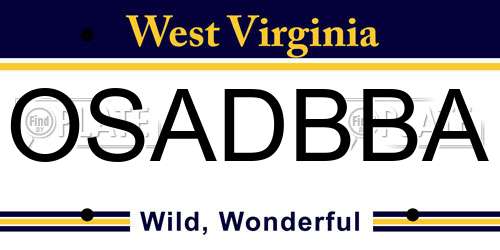 OSADBBA West Virginia License Plate