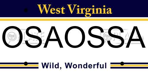 OSAOSSA West Virginia License Plate