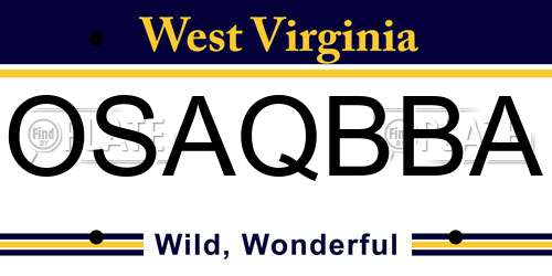 OSAQBBA West Virginia License Plate