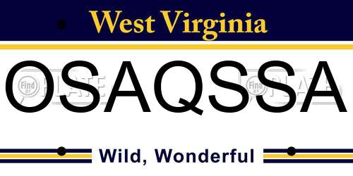OSAQSSA West Virginia License Plate