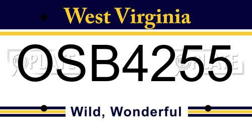 OSB4255 West Virginia License Plate