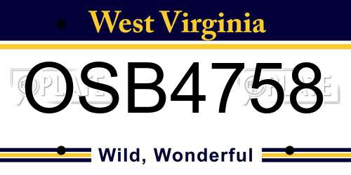OSB4758 West Virginia License Plate