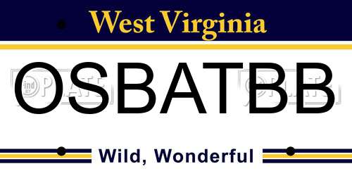 OSBATBB West Virginia License Plate