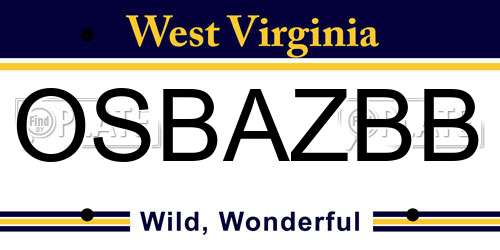 OSBAZBB West Virginia License Plate