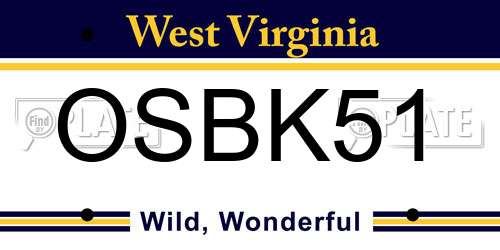 OSBK51 West Virginia License Plate