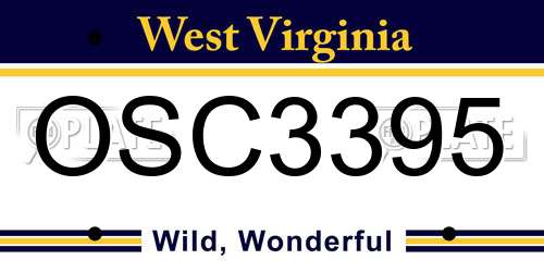 OSC3395 West Virginia License Plate