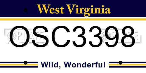 OSC3398 West Virginia License Plate