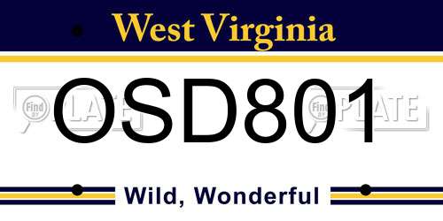OSD801 West Virginia License Plate