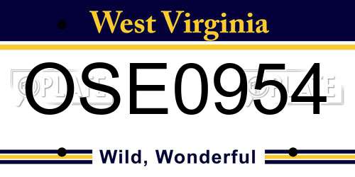 OSE0954 West Virginia License Plate