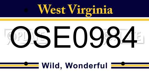 OSE0984 West Virginia License Plate