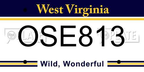 OSE813 West Virginia License Plate