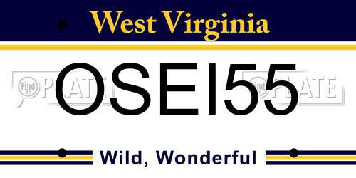 OSEI55 West Virginia License Plate