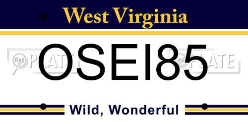 OSEI85 West Virginia License Plate