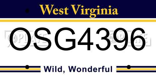 OSG4396 West Virginia License Plate