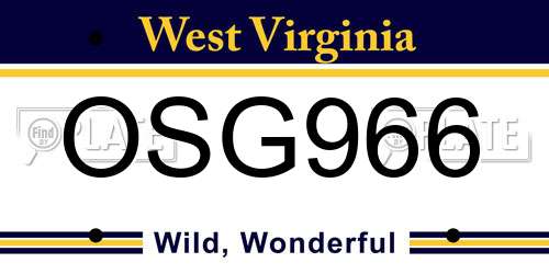 OSG966 West Virginia License Plate