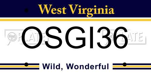 OSGI36 West Virginia License Plate