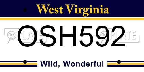 OSH592 West Virginia License Plate