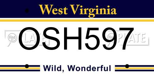OSH597 West Virginia License Plate
