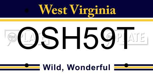 OSH59T West Virginia License Plate