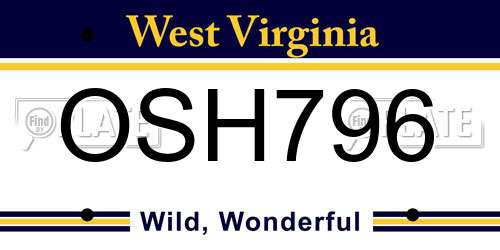 OSH796 West Virginia License Plate