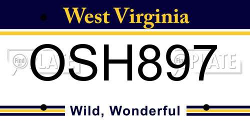 OSH897 West Virginia License Plate