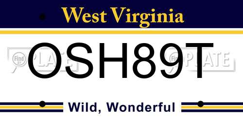 OSH89T West Virginia License Plate