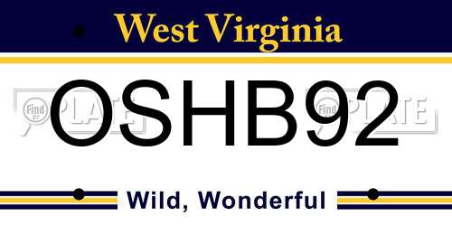 OSHB92 West Virginia License Plate