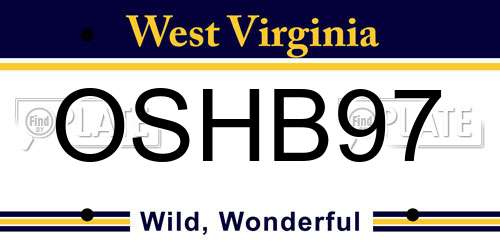 OSHB97 West Virginia License Plate