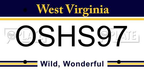 OSHS97 West Virginia License Plate