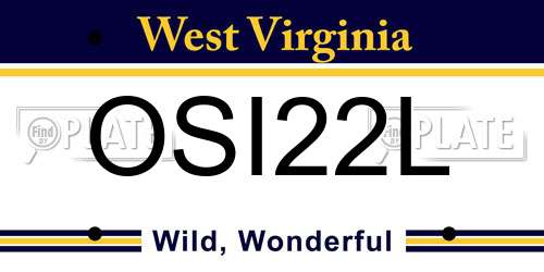 OSI22L West Virginia License Plate