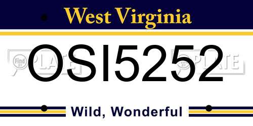 OSI5252 West Virginia License Plate