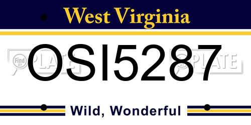 OSI5287 West Virginia License Plate