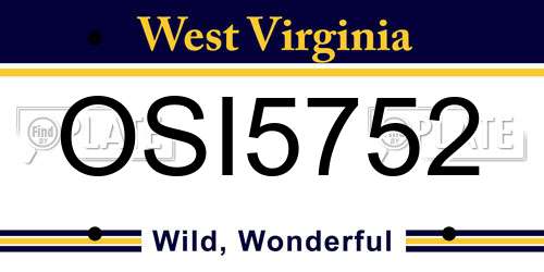 OSI5752 West Virginia License Plate