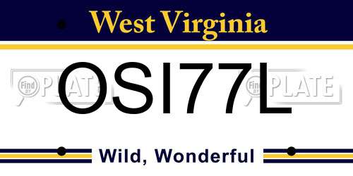 OSI77L West Virginia License Plate