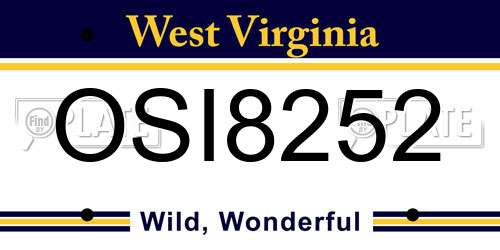 OSI8252 West Virginia License Plate