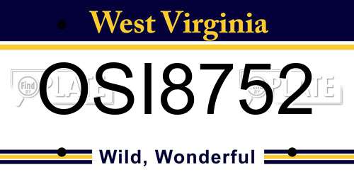 OSI8752 West Virginia License Plate