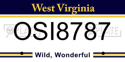 OSI8787 West Virginia License Plate