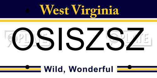 OSISZSZ West Virginia License Plate