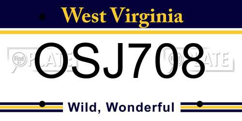 OSJ708 West Virginia License Plate