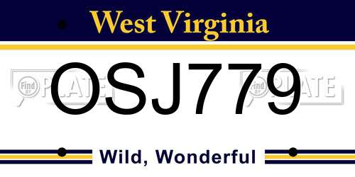 OSJ779 West Virginia License Plate